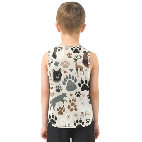 susiyo Deer Bear Paw Prints Boys Sleeveless Tank Top Girls Athletic T Shirt3