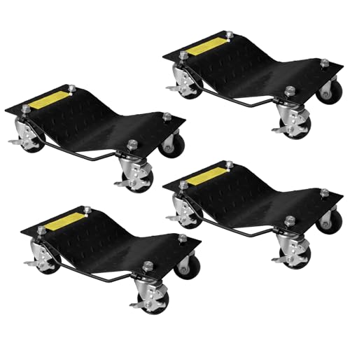 Black Car Dollies Set of 4,Car Wheel Dolly for Garage Moving Car, Vehicle Dolly Heavy Duty for Motorcycles, Disabled Units, Trucks, Dirt Bike, Trailer