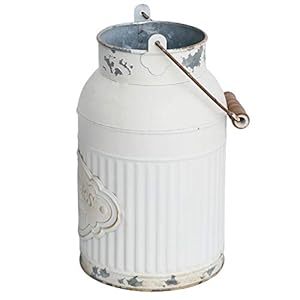 Yoillione Milk Jug Vase White Farmhouse Vase Decor, Country Vase Metal Flower Vase Rustic Jug for Artificial Flowers, Cream Pitcher Vase Vintage Shabby Chic Vase, French Bucket with Handle Yoillione Milk Jug Vase White Farmhouse Vase Decor Country Vase Metal Flower Vase Rustic Jug for Artificial Flowers Cream Pitcher Vase Vintage Shabby Chic Vase French Bucket with Handle