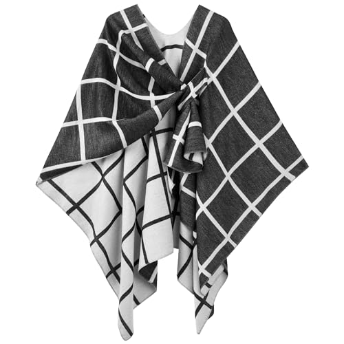 Image of Women's Shawl Wrap Poncho Ruana Cape Cardigan Sweater Open Front for Fall Winter Spring