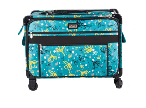 sewing machine trolley on wheels - Tutto Extra Large Turquoise Yellow Daisies Trolley Machine on Wheels Case/Carrier