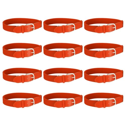 Ceintures de baseball orange foncé lot de 12 ajustables en cuir pour club