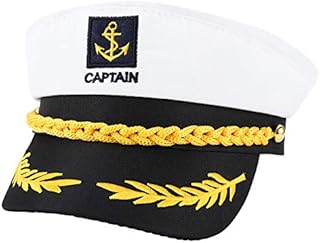 angelikashalala Adult Sailor Hat Adjustable Captains Hat Halloween Cosplay Sailor Ship Boat Captain Hat for Sailor Navy Marine Admiral