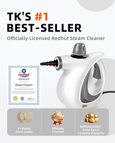 Image of Pressurized Handheld Steam Cleaner for home with 12pcs Accessories&Safety Lock - Multi-Surface Natural Deep Steamer for Cleaning Car, Furniture, Floor, Upholstery, Tile, Grout, Windows