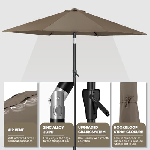 Image of Tempera Heavy Duty High Wind Beach Umbrella with Sand Anchor & Carry Bag | Patio Outdoor Umbrella with Aluminum Frame and Push Button Tilt, Ideal for Garden Lawn, UPF 60+