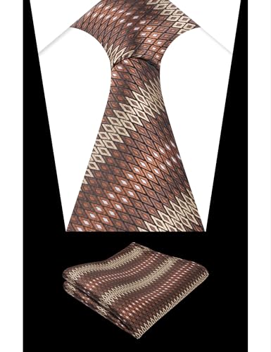 Image of Alizeal Mens 3.15'' Gradient Novelty Pattern Tie Set with Pocket Square Casual Color Tie Set