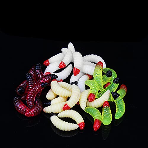 OriGlam 50pcs Soft Plastic Fishing Worms - Beige Bass Lures, 0.5g (0.02oz), 2-2.4cm, For Freshwater & Saltwater