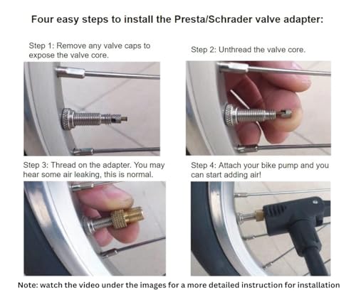 Presta Valve Adapter Set – Convert Presta to Schrader for Bike and e-Scooters – Convenient Bicycle Tire Inflation with Standard Air Pump Inflator & Compressors (5 Adapters + 10 Caps (with Case))
