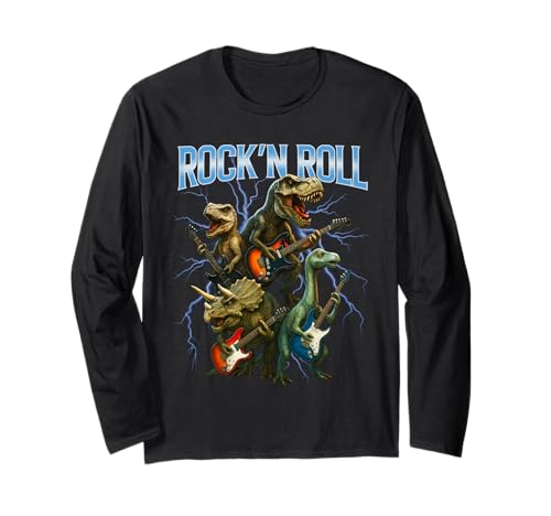 Dinosauri Rock and Roll Band, Dinosauri Guitar Music Band Maglia a Manica