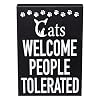 JennyGems Funny Cat Owner Gift Cats Welcome People Tolerated Wooden Sign Cat Mom Decor Made in USA Christmas Gift for Cat Lovers