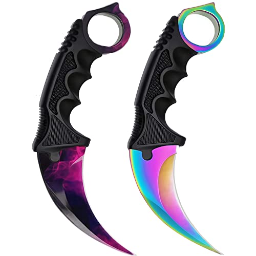 ZLIXING Karambit Knife 2 Pieces Fixed Blade Tactical Knives Survival Knife with Sheath Men Gifts Cool Stuff Gadgets for Hiking Fishing Hunting