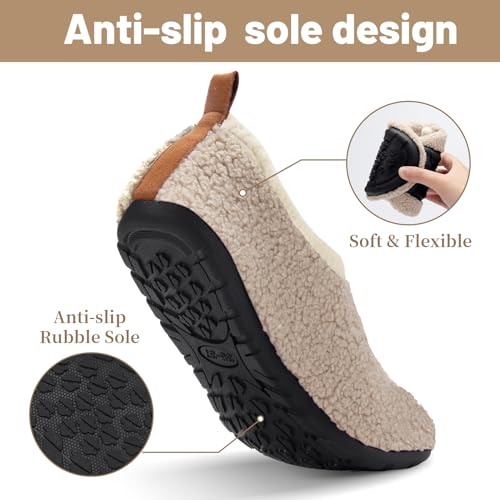 Ibeauti Womens Mens House Slippers Rubber Sole Indoor Slipper Socks Lightweight Fleece Lined Slip-On Barefoot Slippers thumb #2