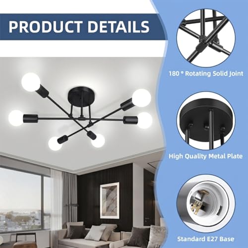 Lustre de salon à 6 lampes modulables pour optimiser l'éclairage des grands espaces - 6