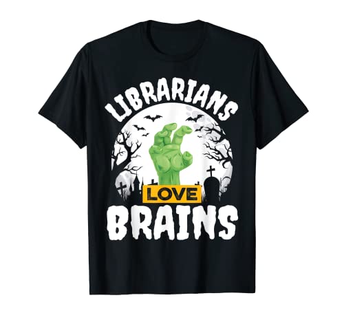 Halloween Librarian Shirt Funny Librarians Love Brains Maglietta