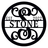 Personalized Last Name Sign ACM Metal Monogram Letter Wall Decor Established Custom Door Hanger 24in