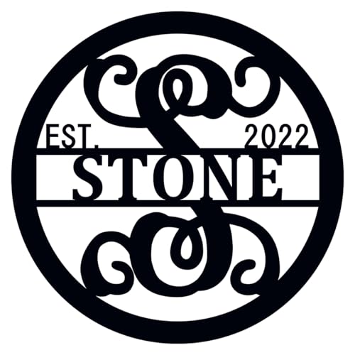 Personalized Last Name Garden Flag or Home Decor ACM Metal Sign With Last Name and Established Year, Split Initial Monogram Sign Wedding Gift for Couple