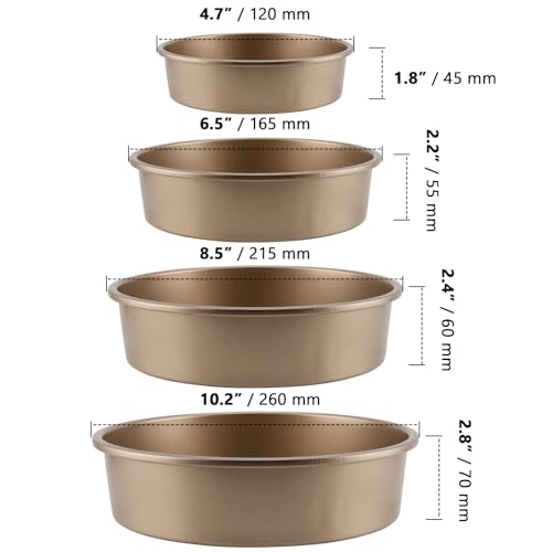 ZOENHOU 4 PCS Cake Tin Set, 4" 6" 8" 10" Non Stick Aluminium Round Cake Pan with Removable Bottom, Baking Mould Tin Baking, Bakeware Wedding Birthday Christmas Party - Image 2
