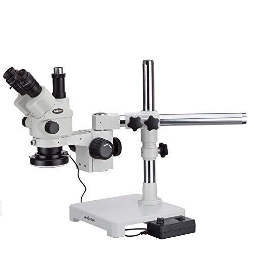 Image of AmScope 3.5X-180X Simul-Focal Stereo Lockable Zoom Microscope with 144-LED Ring Light (SM-3NTPZZ-144)