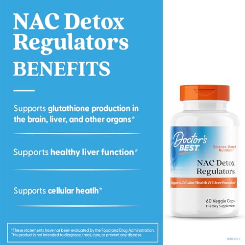Doctors Best NAC Detox Regulators, Supports Cellular Health & Liver Function, Non-GMO, Gluten Free, Soy Free, Vegetarian 60 Veggie Caps - Image 5