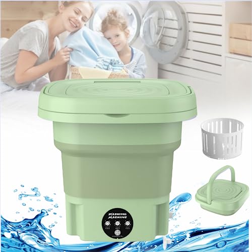 Mini Washing Machine Foldable, Large Capacity Dormitory Washing Machine with 3 Levels Timing for kids, Portable Washer Machine with Detachable Drain Basket, Mini Laundry Machine for Clothes, Socks