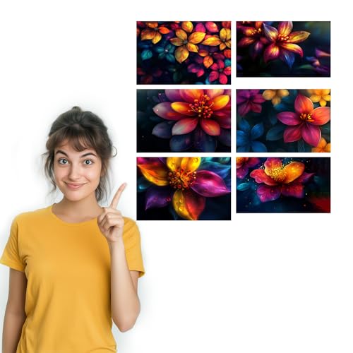Image of SiddArtify Floral Wall Art Prints Set - Colorful Flower Poster Decor for Living Room Bedroom Office - 8x12 inch Board Pack of 6