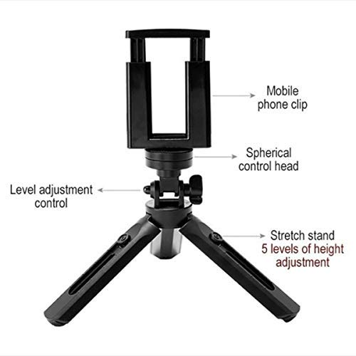 Image of Pora's Mobile Tripod Stand | Portable Handheld Tripod for Camera /Cell Phone | Tabletop Mini Tripod with Universal Phone Clip Extendable Tripod