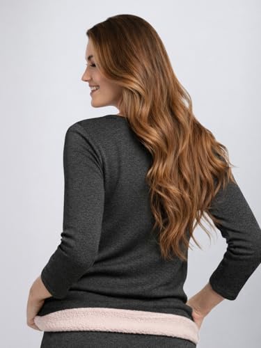 Image of Lux Cozi HEATEK Women's Ultra Soft Cotton 3 /4th Sleeves Thermal Top | Enhanced Flexibility | Deep Neck Ideal for Layering | Pack of 1
