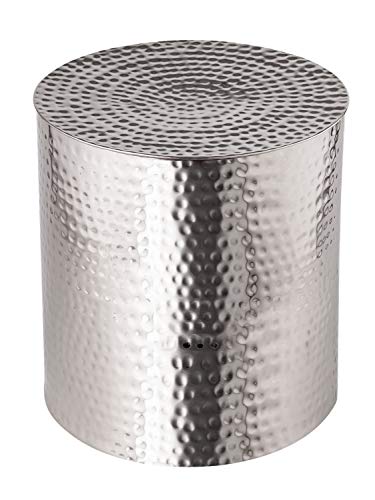 casamia Beistelltisch Metall ø 40 x 45 cm rund Dekotisch Tunis Silber o. Gold Aluminium gehämmert Farbe Silber Cover