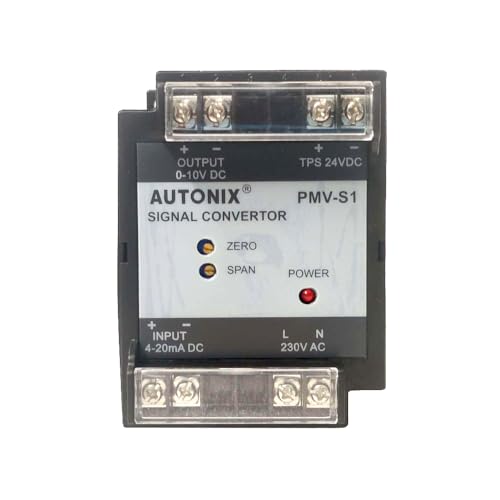 Electronic Signal Converter, Signal Isolator (Input 4-20mA to Output 0-10Vdc) for Energy Management and Power Distribution, Environmental Monitoring, Industrial Instrumentation,| Ace Autonix PMV-S1