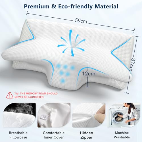 Adjustable Cervical Memory Foam Pillow for Neck and Shoulder Pain Relief