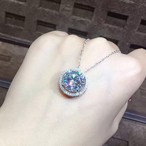 Collier argent 925 femme avec pendentif rond serti de pierres éclatantes