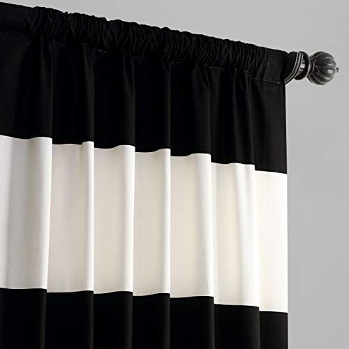 Hpd Half Price Drapes Horizontal Stripe Curtains For Living Room 50 X 96 (1 Panel), Prct-Hs06-96, Onyx Black & Off White #TOP3