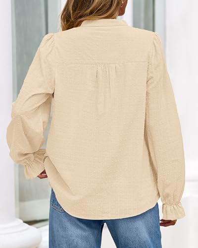 BTFBM Women Fall Tops 2025 Boho Solid V Neck Fashion Casual Long Sleeve Button Down Blouses Dressy Shirts3