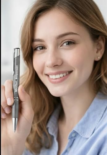 Image of Personalized Metal Ballpoint Pen with Custom Engraving | Premium Blue Ink Executive Writing Pen for Office, School & Corporate Gifting | Model: StylePan2 (Grey)