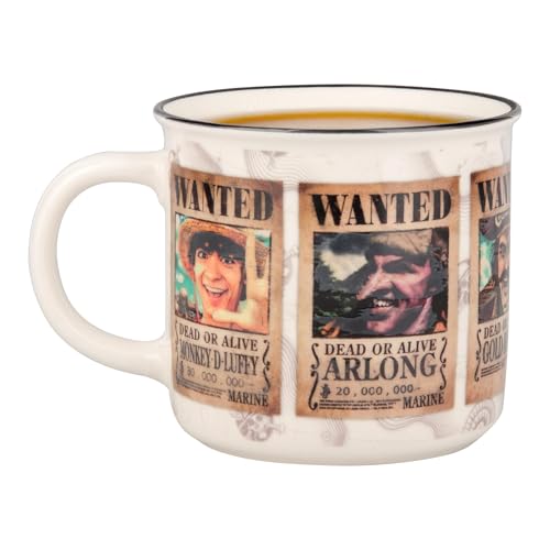 Paladone Mug thermo-réactif One Piece Wanted, Pirates au chapeau de paille, 350 ml, produit sous licence officielle, mug pour boissons chaudes, cadeau pour les fans de pop culture.