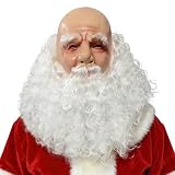 x-merry toy Bald Santa Claus Mask for Adults Christmas Full Head Latex Masks with Beard & Hair for Theatrical Costume & Cosplay Party Props