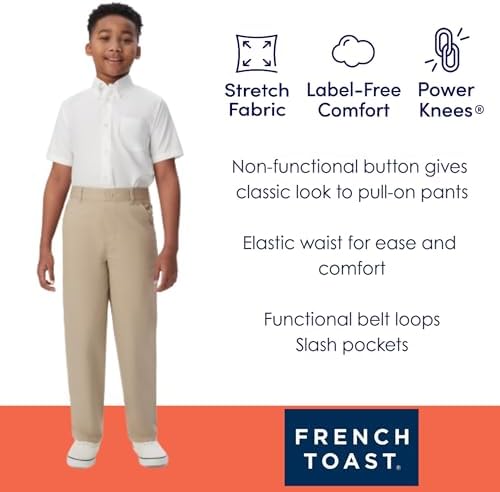 French Toast Boys Pull-on Relaxed Fit School Uniform Pant (Standard & Husky), Black, 14 - 2