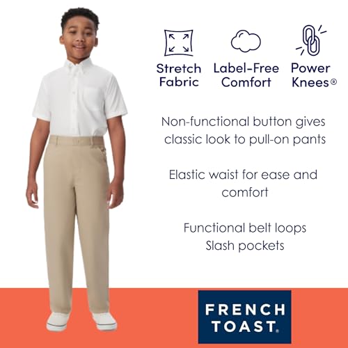 french toast boys pull-on relaxed fit school uniform pant standard amp husky