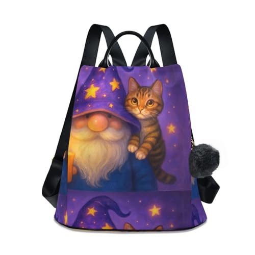 Sac à dos violet motif nain étoilé et poches latérales pour adulte et ado