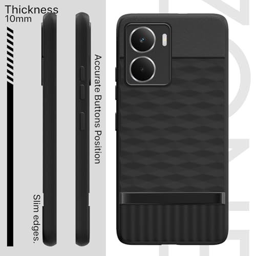 Image of Pikkme Back Cover for Realme P3 5G Camera Protection 3D Hexa Cube Design Silicone Protective Bumper Case (Black)