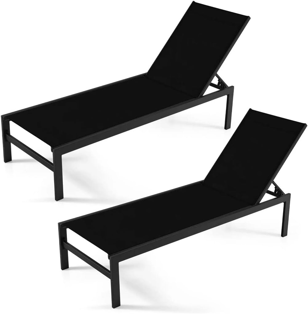 2 Piece Recliner Chair Aluminium Adjustable Black