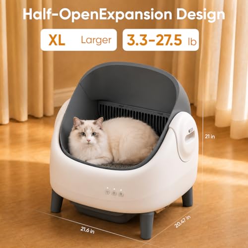 Image of Self Cleaning Cat Litter Box, Open-Top Automatic Cat Litter Box with App Control, Large Capacity for Multiple Cats, Dual Safety Sensors, Easy Setup, Replaceable Waste Liners