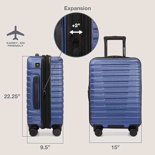 U.S. Traveler Boren Expandable Hardside Rugged Travel Luggage with 8 Spinner Wheels, Navy, Carry-on 22-Inch by U.S. Traveler - Image 7