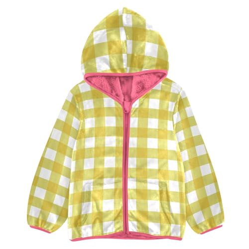 GuoChe Yellow Plaid Scotland Toddler Fleece Jacket With Hood