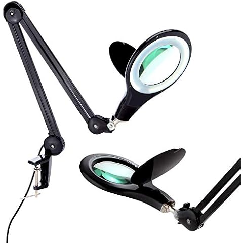Brightech LightView PRO Magnifying Desk Lamp, 2.25x Light Magnifier, Adjustable Magnifying Glass with Light for Crafts, Reading, Close Work - Black Cover