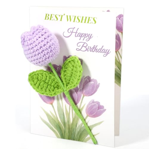 Carte crochet tulipe bonne fête femme 3D texturée