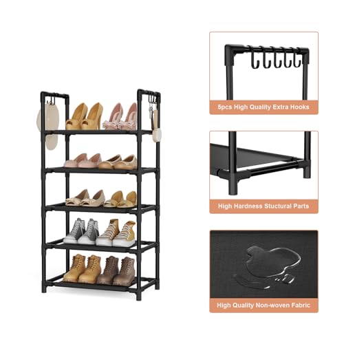 image for LANTEFUL 5 Tiers Shoe Rack 12-15 Pairs Boots Organizer Storage Sturdy 