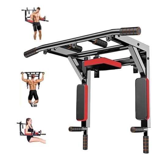 Barra para dominadas de pared, barra multifunción Pull Up Bar Montaje en techo Estación de elevación Chin Up Dip Station