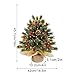 18 Inch Realistic Tabletop Christmas Tree Small Christmas Tree with 30 Warm Lights Battery Operated Red Berries Pine Cone Burlap Base Indoor Home Table Christmas Decorations