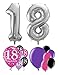 Produktbild Feste Feiern Geburtstagsdeko 18. Geburtstag I 14 Teile Zahlenballon Luftballon Folie Zahl 18 Pink Schwarz Violett Silber metallic Deko-Set Happy Birthday